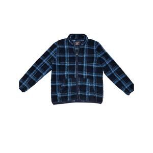 The Children’s Place Girls Boys Blue Black Plaid Sherpa Fleece Zip Jacket 10/12